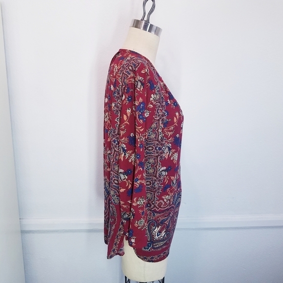 🌸 Lucky Brand | Bohemian Floral Jersey Top S - Picture 4 of 13